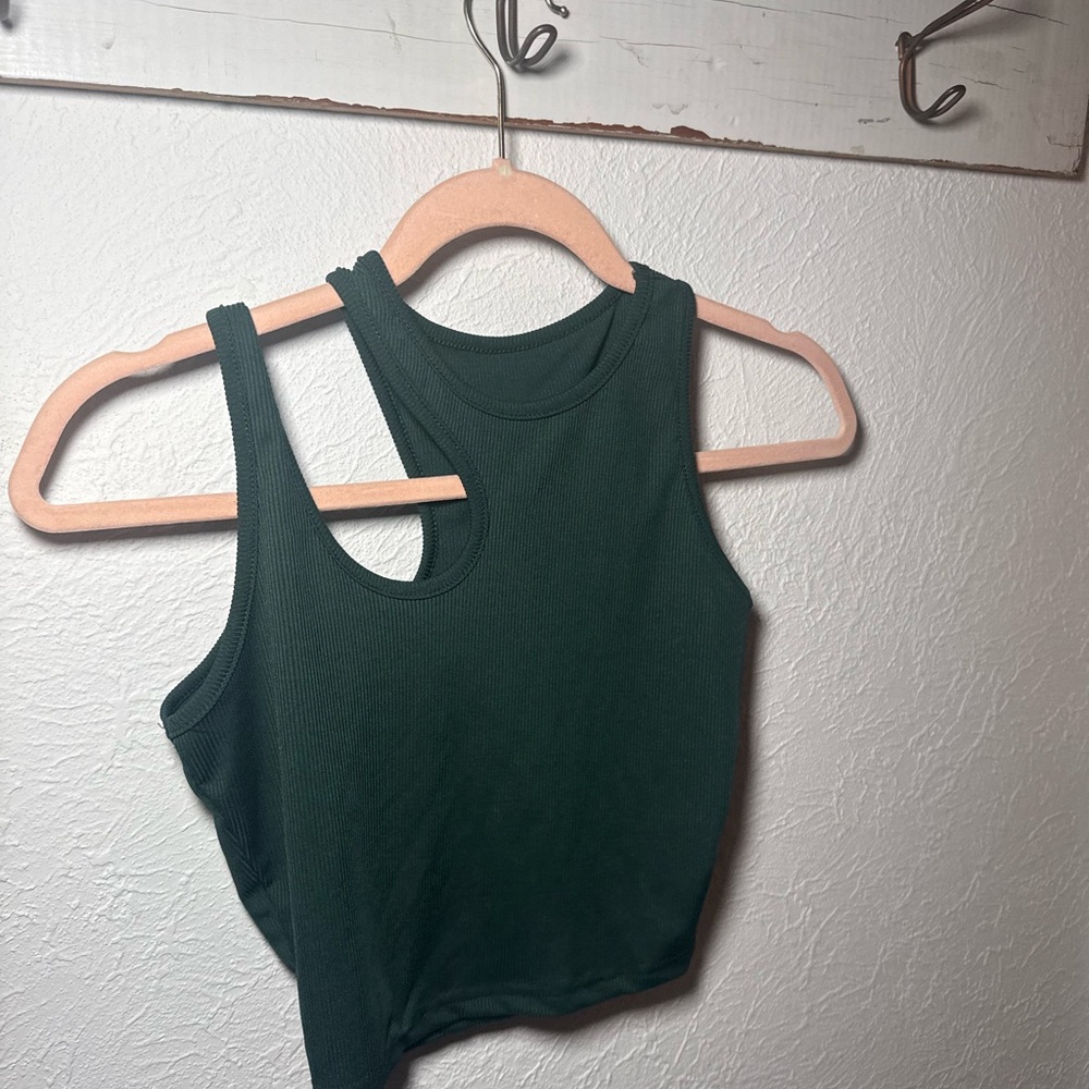 Women's Ribbed Tank Top - Forest Green